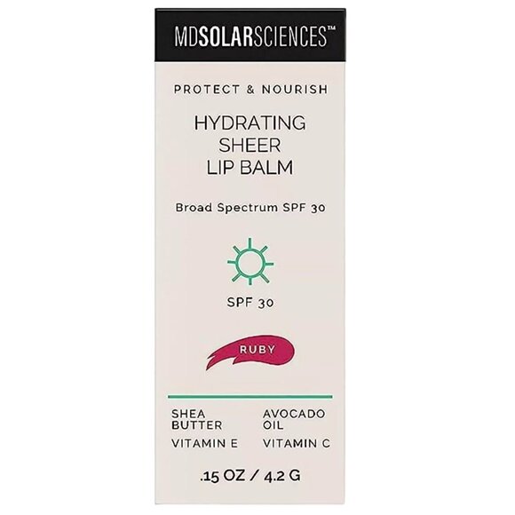 MDSolarSciences Hydrating Sheer Lip Balm in Ruby Red SPF 30 Exp 8/24 0.15oz/4.2g - Picture 1 of 3